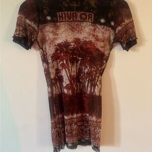 Jean Paul Gaultier Brown and Red Graphic Tee